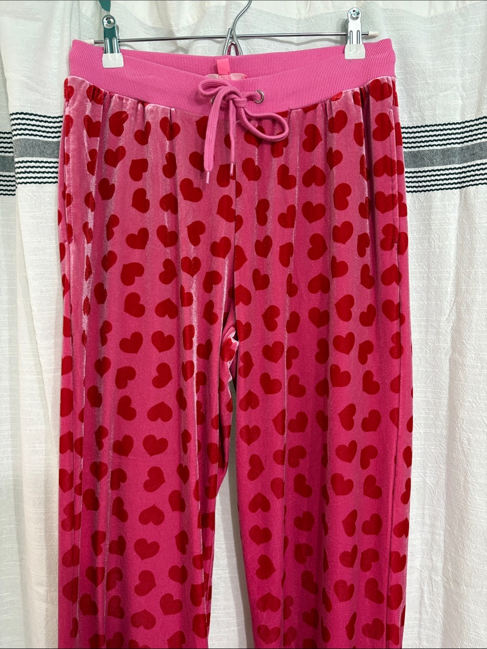 SUGAR THRILLZ Loyal Maneater Velour Heart Track Pants M DOLLS KILL